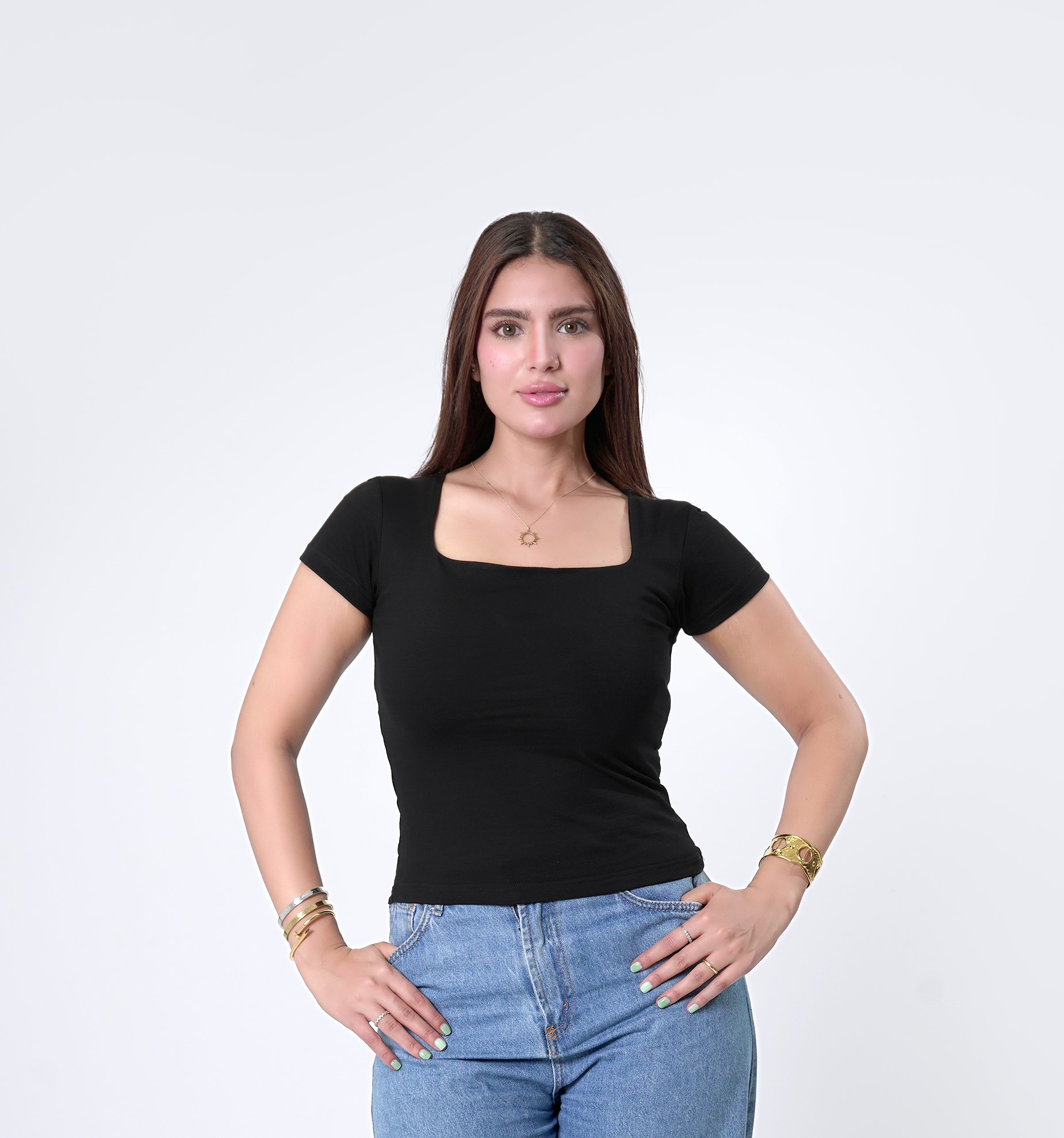 COTTON SQUARE NECK SHORT SLEEVE