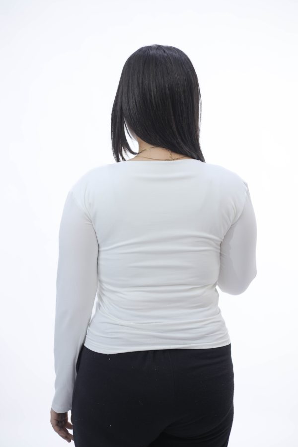 ⁦WIDE NECK LONG SLEEVE ( OFF WHITE )⁩ - الصورة ⁦2⁩