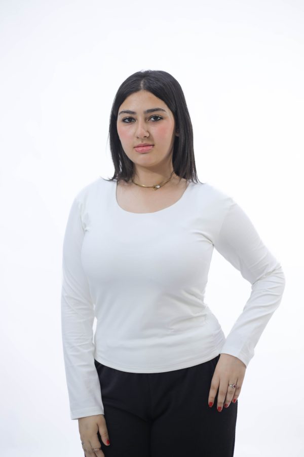 ⁦WIDE NECK LONG SLEEVE ( OFF WHITE )⁩ - الصورة ⁦3⁩