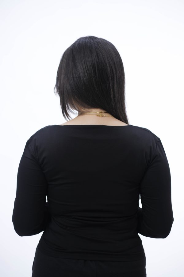 ⁦SQUARE NECK LONG SLEEVE (BLACK )⁩ - الصورة ⁦3⁩