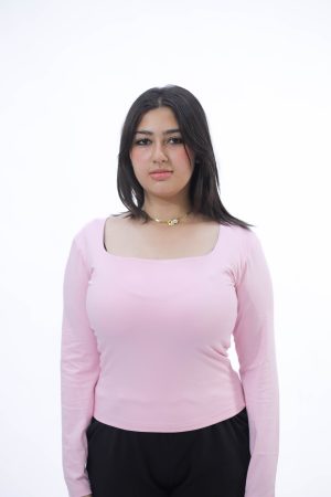 SQUARE NECK LONG SLEEVE (PINK )