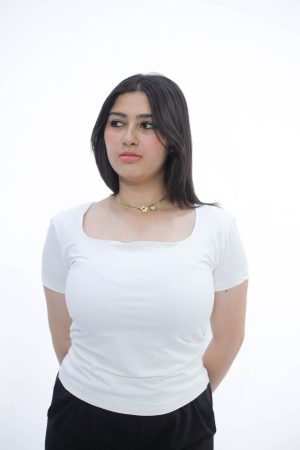 SQUARE NECK HALF SLEEVE ( OFF WHITE )