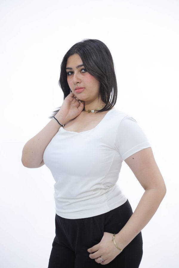 ⁦SQUARE NECK HALF SLEEVE ( OFF WHITE )⁩ - الصورة ⁦3⁩
