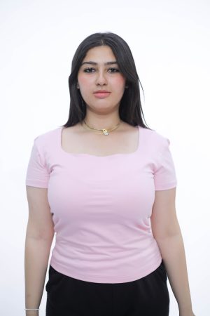 SQUARE NECK HALF SLEEVE (PINK )