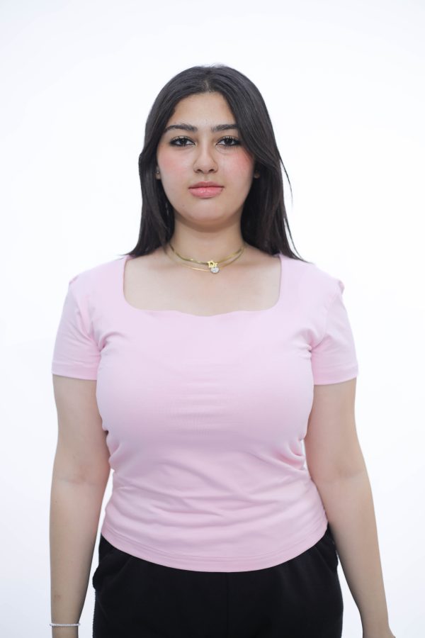 SQUARE NECK HALF SLEEVE (PINK )